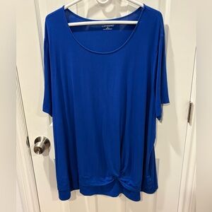 Catherines Blue Twist Hem Scoop Neck Short Sleeve Top